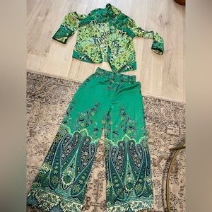 COPY - Rachel Zoe satin pant and shirt set size small never worn